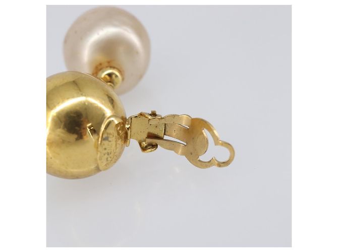 CHANEL Ohrringe Metall Goldfarben Weiß CC Auth 209603 - Jerrillo - Ansicht 7