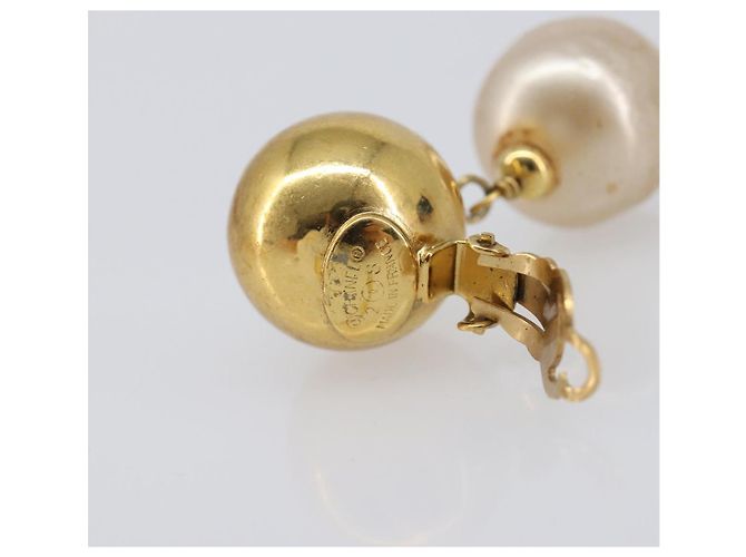 CHANEL Ohrringe Metall Goldfarben Weiß CC Auth 209603 - Jerrillo - Ansicht 8