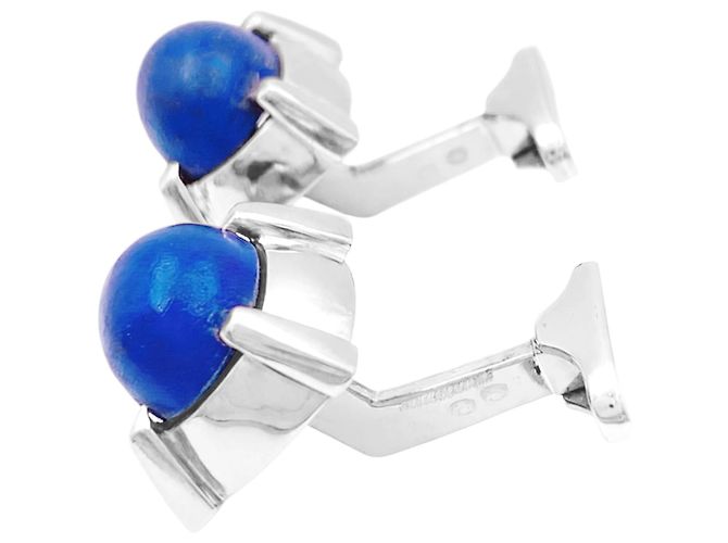 Autre Marque Manschettenknöpfe aus Weißgold und Lapislazuli. - Ansicht 2