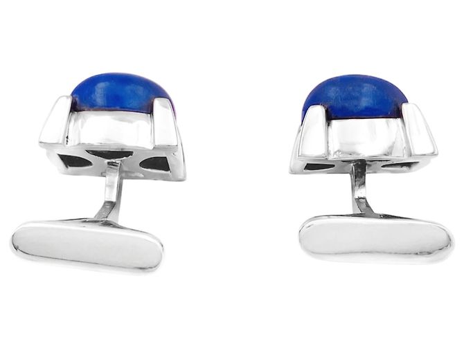 Autre Marque Manschettenknöpfe aus Weißgold und Lapislazuli. - Ansicht 3