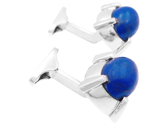 Autre Marque Manschettenknöpfe aus Weißgold und Lapislazuli. - Ansicht 4