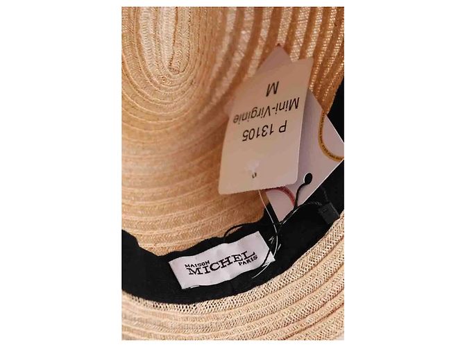 Cappello in vimine beige Maison Michel - vista 5