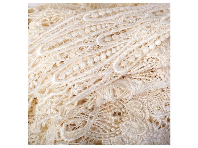 Dolce & Gabbana D&G Maxi-Cardigan aus elfenbeinfarbener Häkelspitze mit Fransen - Ansicht 5