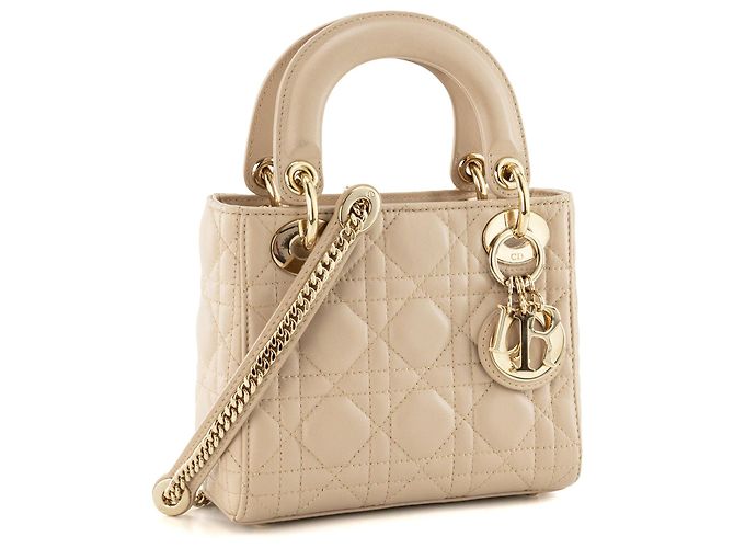 DIOR - Borsa a tracolla Lady Dior mini Dior in pelle cannage beige - vista 2