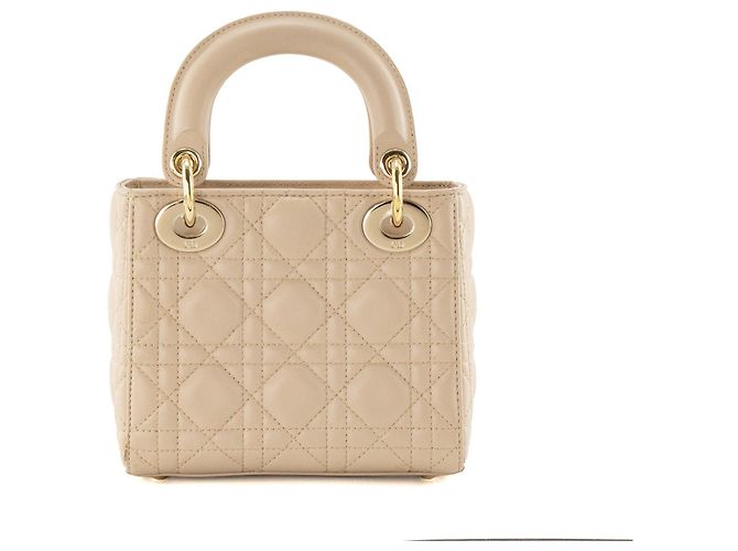 DIOR - Borsa a tracolla Lady Dior mini Dior in pelle cannage beige - vista 3