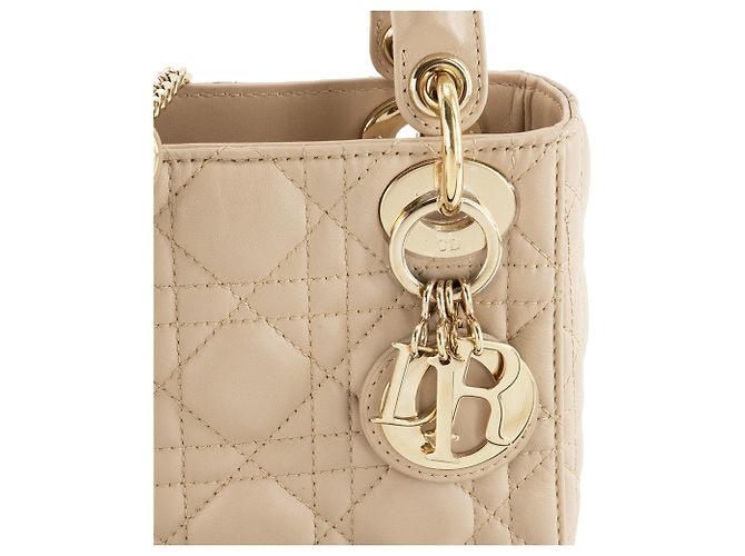 DIOR - Borsa a tracolla Lady Dior mini Dior in pelle cannage beige - vista 5