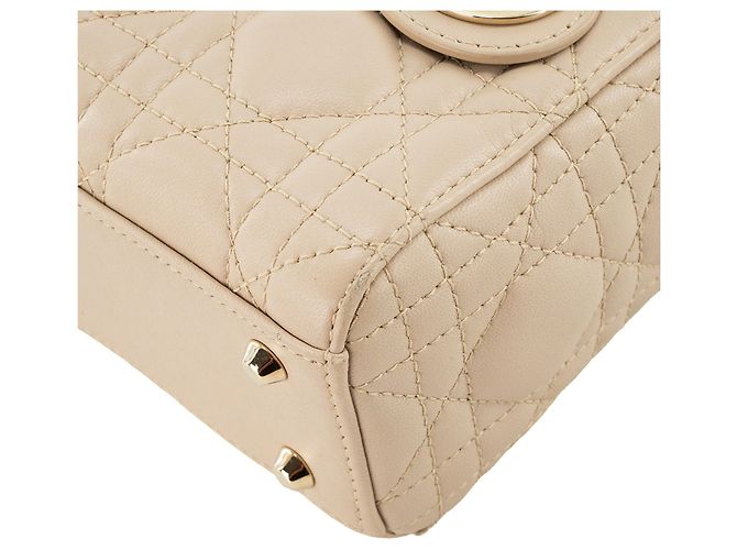 DIOR - Borsa a tracolla Lady Dior mini Dior in pelle cannage beige - vista 6