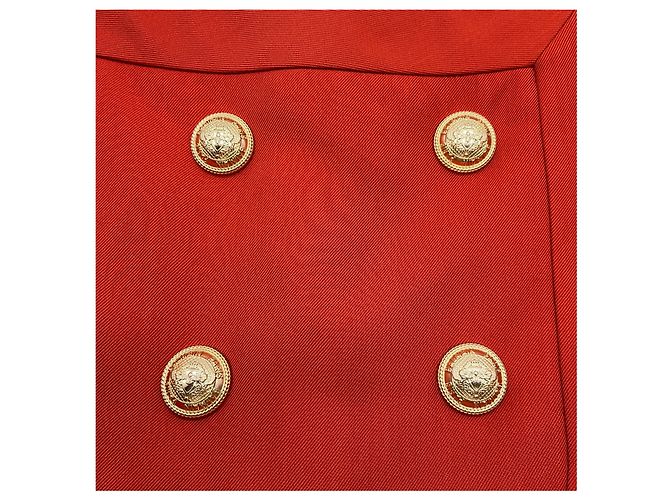 Balmain Rust Wool Skirt with Gold Buttons - view 4