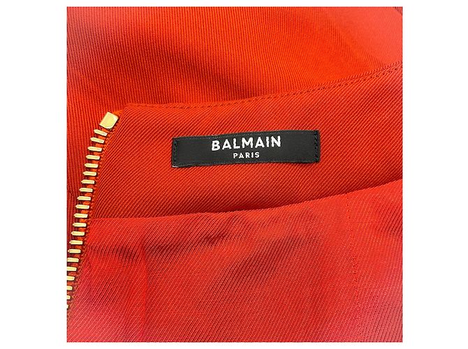 Balmain Rust Wool Skirt with Gold Buttons - view 5