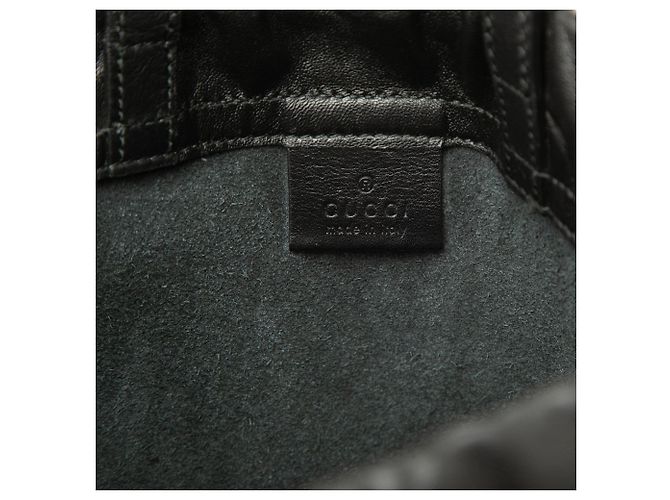 Zaino in pelle con logo Gucci nero e coulisse - vista 5