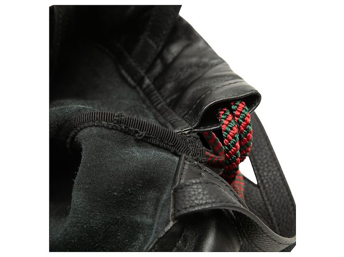 Zaino in pelle con logo Gucci nero e coulisse - vista 6