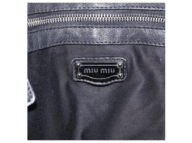 Miu Miu Tote Bag Leather Black Silver Auth 209991V - Jerrillo - vista 16