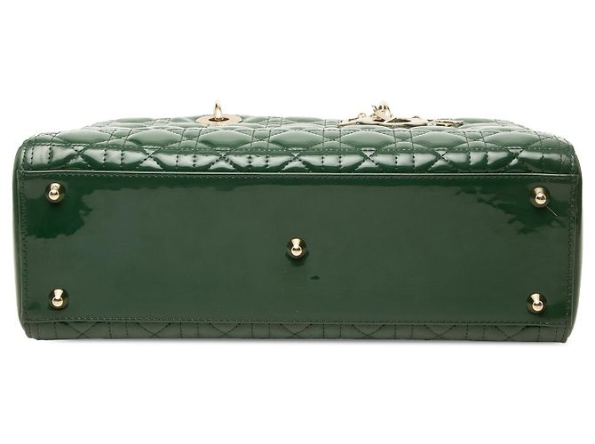 Borsa Lady Dior Large in pelle laccata Cannage Verde - vista 3