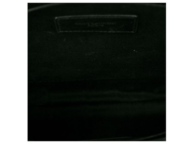 Autre Marque Borsa Clutch per Tablet Saint Laurent in pelle di vitello monogram chevron bianca - vista 4