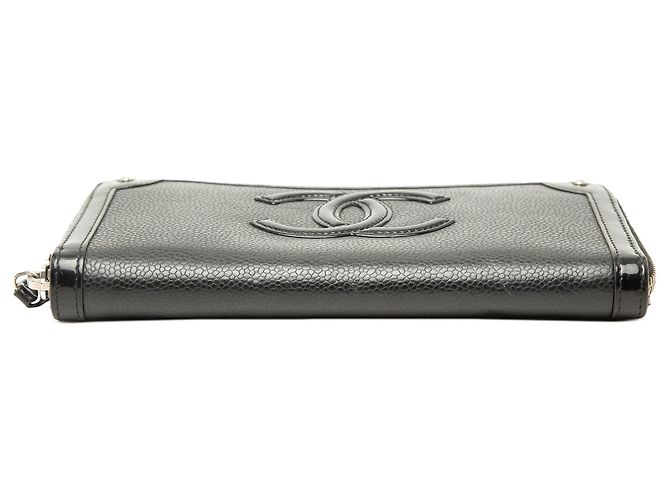 Portafoglio lungo con zip Chanel CC Caviar e Patent Nero - vista 3