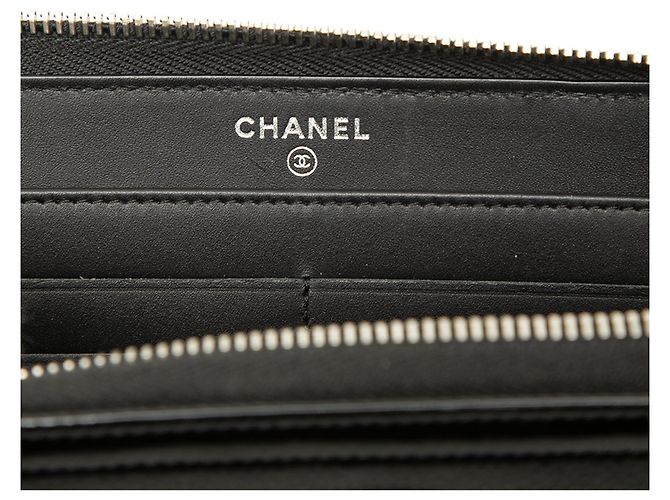 Portafoglio lungo con zip Chanel CC Caviar e Patent Nero - vista 5