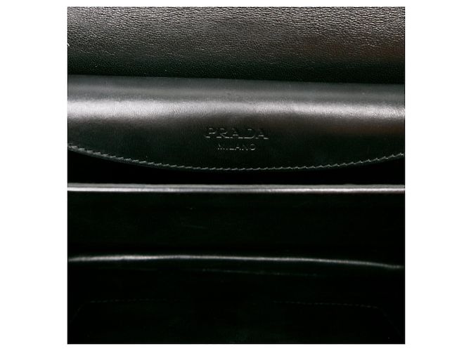 Prada Vitello Stitched Sound Lock Satchel Schwarz - Ansicht 4