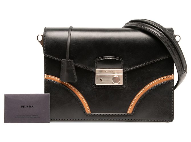 Prada Vitello Stitched Sound Lock Satchel Schwarz - Ansicht 6