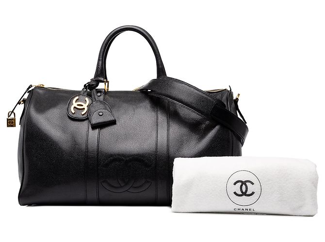 Borsa Duffle Chanel CC Caviar Nera - vista 9