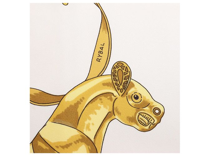 Hermès Carré 90 "LES CAVALIERS D'OR" Seidentuch in Weiß - Ansicht 5