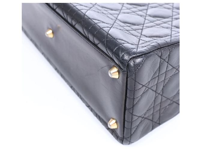 Christian Dior Lady Dior Large Cannage Leather 2Way Handbag in Black - vista 10