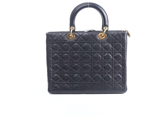 Christian Dior Lady Dior Large Cannage Leather 2Way Handbag in Black - vista 2