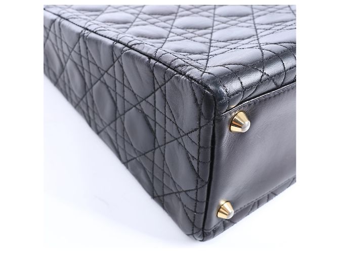 Christian Dior Lady Dior Large Cannage Leather 2Way Handbag in Black - vista 9