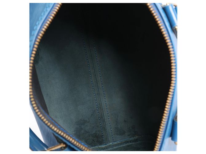 Borsa Louis Vuitton Speedy 25 in pelle Epi Blu M43015 - vista 11