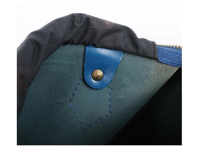 Borsa Louis Vuitton Speedy 25 in pelle Epi Blu M43015 - vista 12