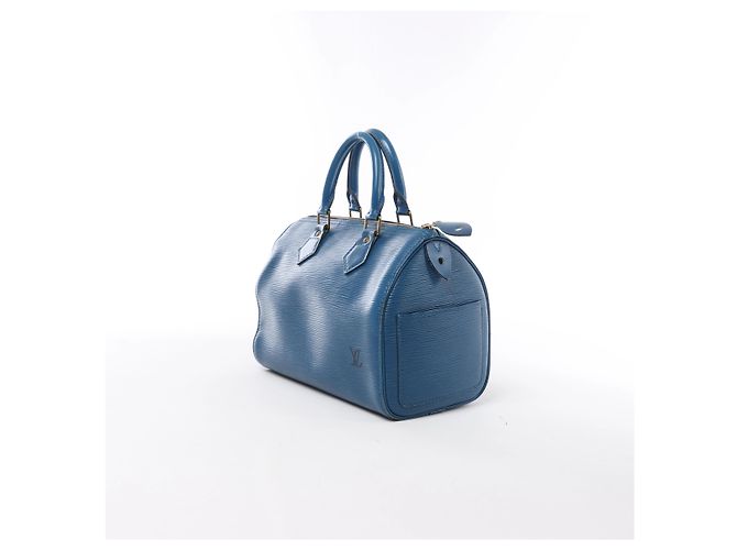 Borsa Louis Vuitton Speedy 25 in pelle Epi Blu M43015 - vista 2