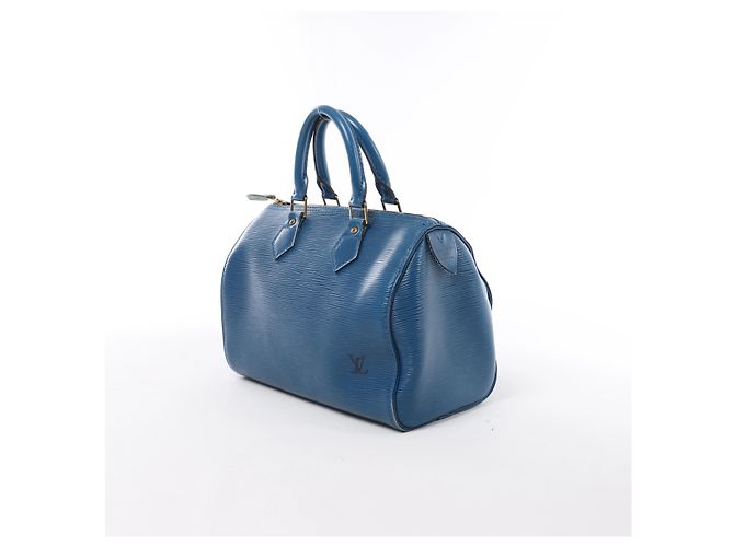 Borsa Louis Vuitton Speedy 25 in pelle Epi Blu M43015 - vista 3