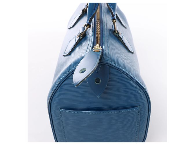 Borsa Louis Vuitton Speedy 25 in pelle Epi Blu M43015 - vista 5