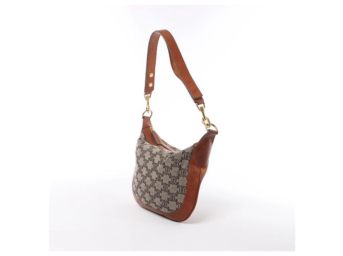 Céline Celine C-Macadam Canvas & Leather Schultertasche in Brown x Gray - Ansicht 2