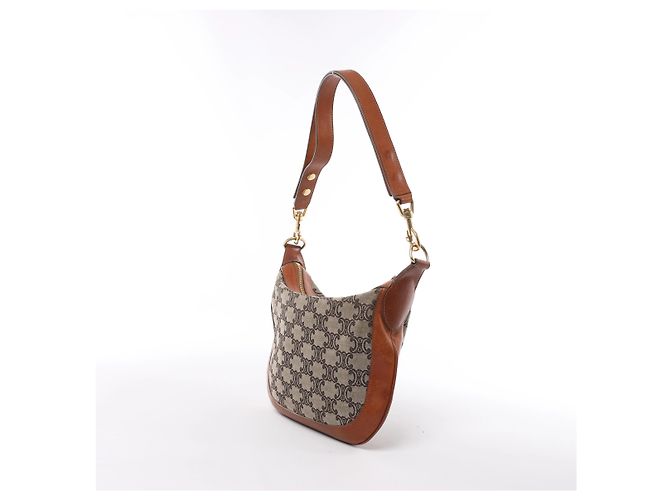 Céline Celine C-Macadam Canvas & Leather Schultertasche in Brown x Gray - Ansicht 3