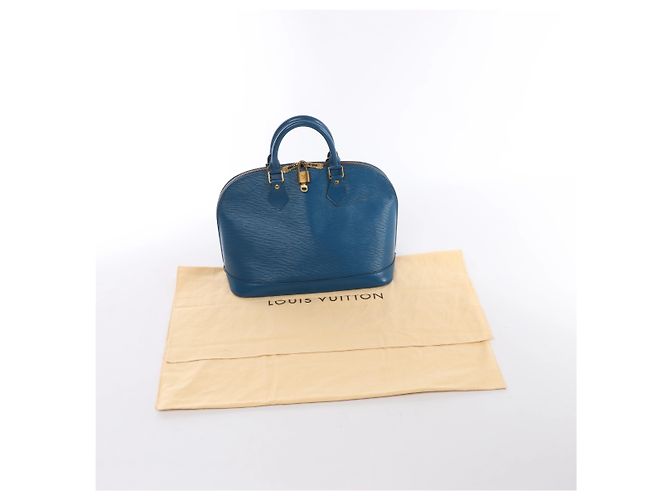Borsa a mano Louis Vuitton Alma in pelle Epi Blu M52145 - vista 14