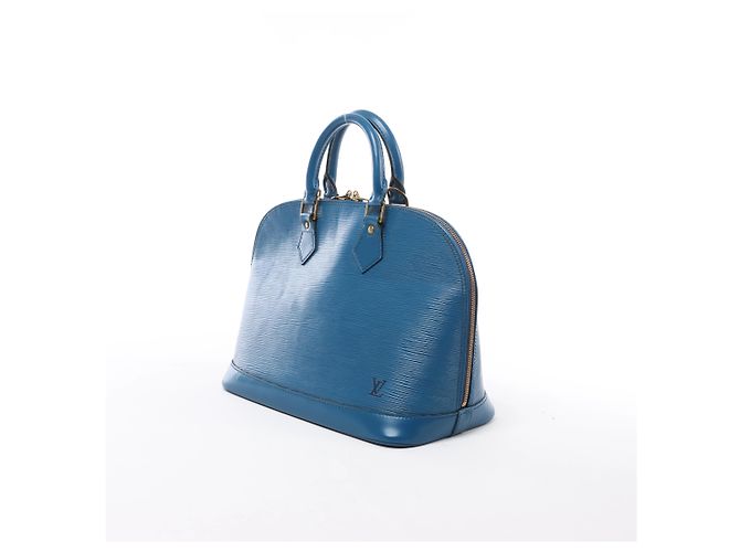Borsa a mano Louis Vuitton Alma in pelle Epi Blu M52145 - vista 2