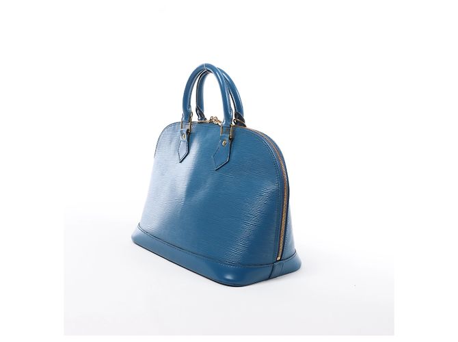 Borsa a mano Louis Vuitton Alma in pelle Epi Blu M52145 - vista 3