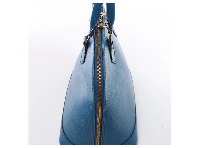 Borsa a mano Louis Vuitton Alma in pelle Epi Blu M52145 - vista 4
