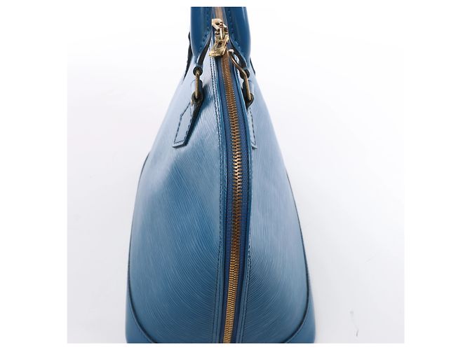 Borsa a mano Louis Vuitton Alma in pelle Epi Blu M52145 - vista 5