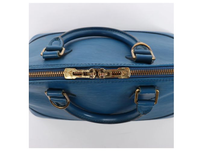 Borsa a mano Louis Vuitton Alma in pelle Epi Blu M52145 - vista 7