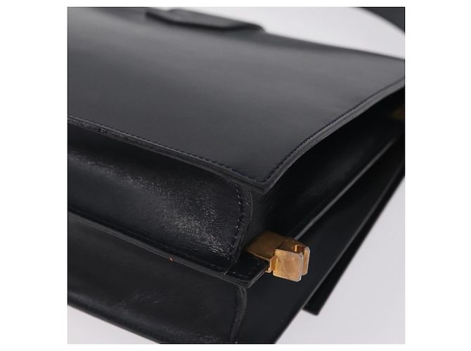 Céline Borsa a tracolla in pelle blu navy con dettagli dorati - vista 13