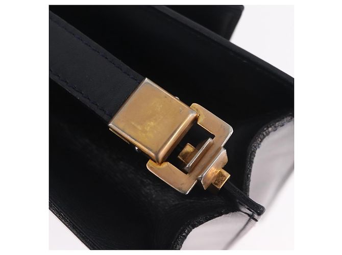 Céline Borsa a tracolla in pelle blu navy con dettagli dorati - vista 14