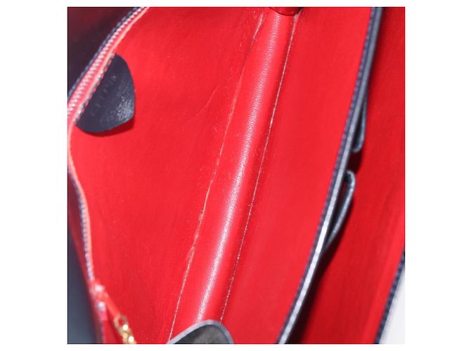Céline Borsa a tracolla in pelle blu navy con dettagli dorati - vista 19