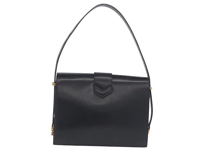 Céline Borsa a tracolla in pelle blu navy con dettagli dorati - vista 3