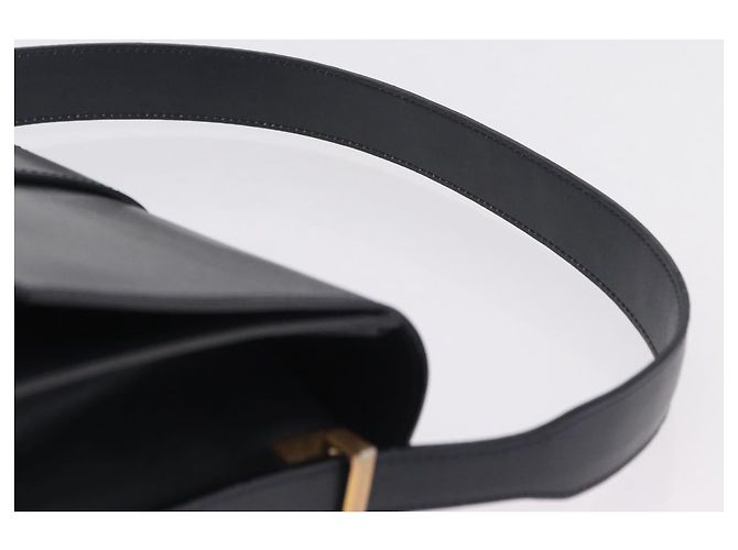 Céline Borsa a tracolla in pelle blu navy con dettagli dorati - vista 8