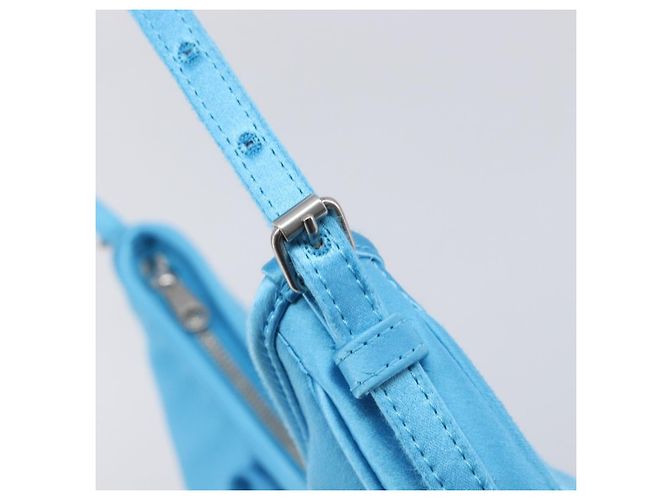 Balenciaga Leopolda Borsa a Tracolla Raso Blu - vista 14