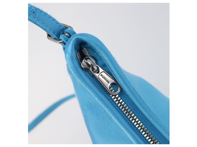 Balenciaga Leopolda Borsa a Tracolla Raso Blu - vista 16