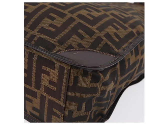 Fendi Borsa Tote Zucca Tela Marrone e Nero - vista 14