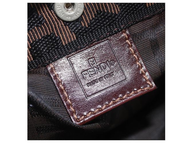 Fendi Borsa Tote Zucca Tela Marrone e Nero - vista 15