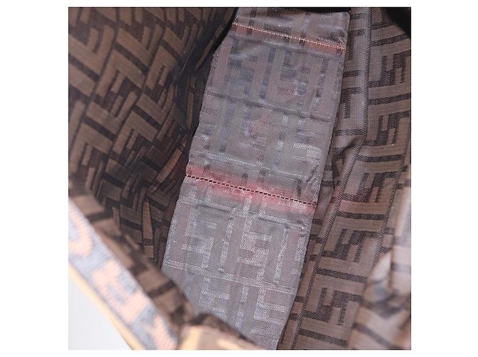 Fendi Borsa Tote Zucca Tela Marrone e Nero - vista 16
